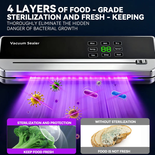 Electric Vacuum Sealer Built-in Cutter Kitchen Food Storage Seal Touch Button Dry/Wet Food Package Sealer Kitchen Vacuum Sealer