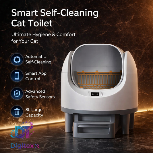 Self-Cleaning Smart Cat Toilet with App Control, Safety Sensors & Large Capacity Design