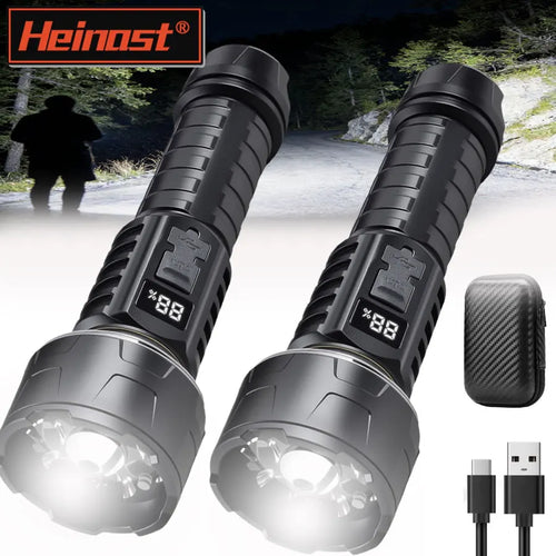 Мощный светодиодный фонарь, перезаряжаемый COB-фонарь с разъемом TYPE-C и индикатором уровня заряда, идеально подходит для кемпинга, походов и активного отдыха на природе.