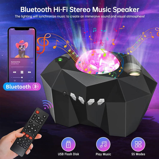 Aurora Galaxy Star Projector with Bluetooth Speaker & Remote Control
