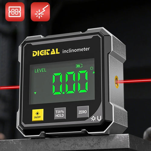Skaitmeninis elektroninis nivelyras, skaitmeninis 360° kampo ieškiklis, 4 pusių magnetinis polinkio matuoklis, kampamatis, tikslus nivelyras, medienos apdirbimo įrankiai