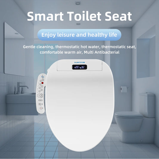 Smart Heated Bidet Toilet Seat with Remote & LED Display – Instant Warm Water, Air Dryer & Eco Mode