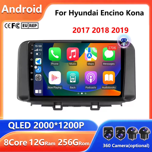 „Android 15 Auto“, skirtas „Hyundai Encino Kona“ 2017 2018 2019 Multimedija 4G WIFI GPS navigacija Automobilių radijas „Carplay“ automatinė stereo sistema