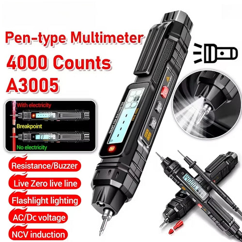 ANENG A3005 skaitmeninis multimetras su 4000 skaičių kintamosios/nuolatinės įtampos matuokliu, bekontakčiu rašiklio tipo multimetras, omų nulinės linijos detektorius