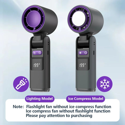 Digitex TurboBreeze Mini – 199-Speed Rechargeable Handheld Fan with Digital Display (4000mAh, Foldable Design)