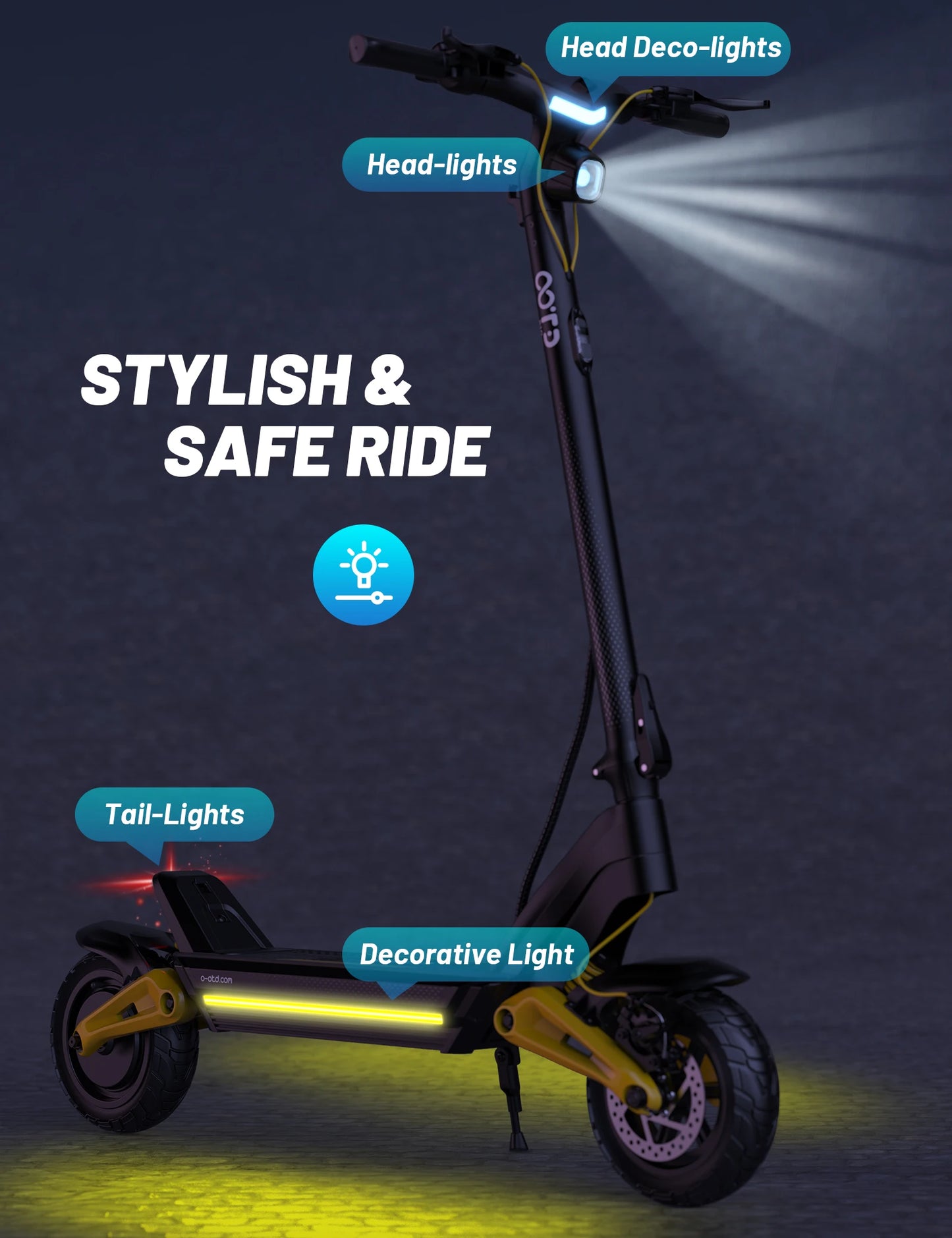 OOTD S10 Electric Scooter – 10" Tires, 1400W, Dual Suspension, 70 km Range