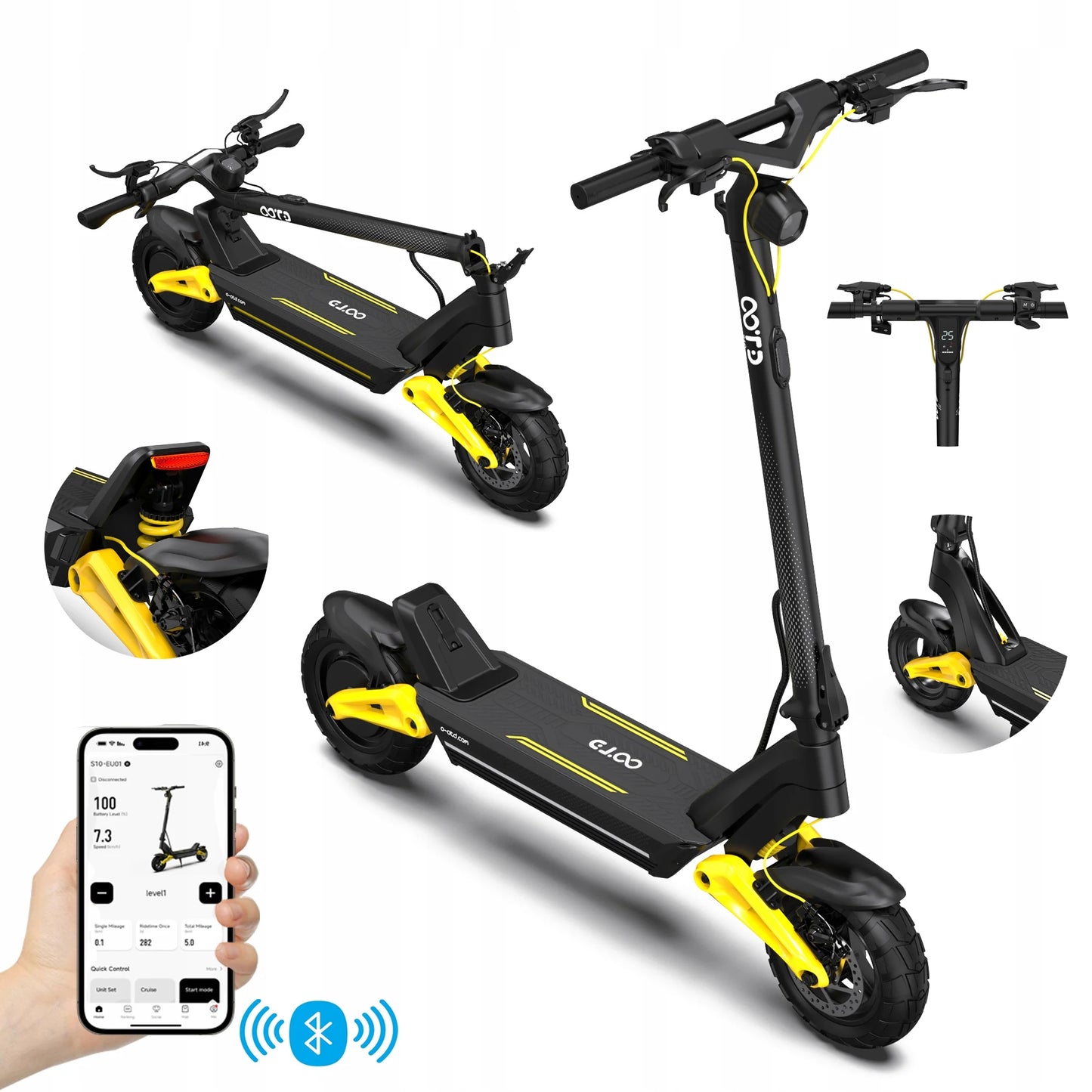 OOTD S10 Electric Scooter – 10" Tires, 1400W, Dual Suspension, 70 km Range