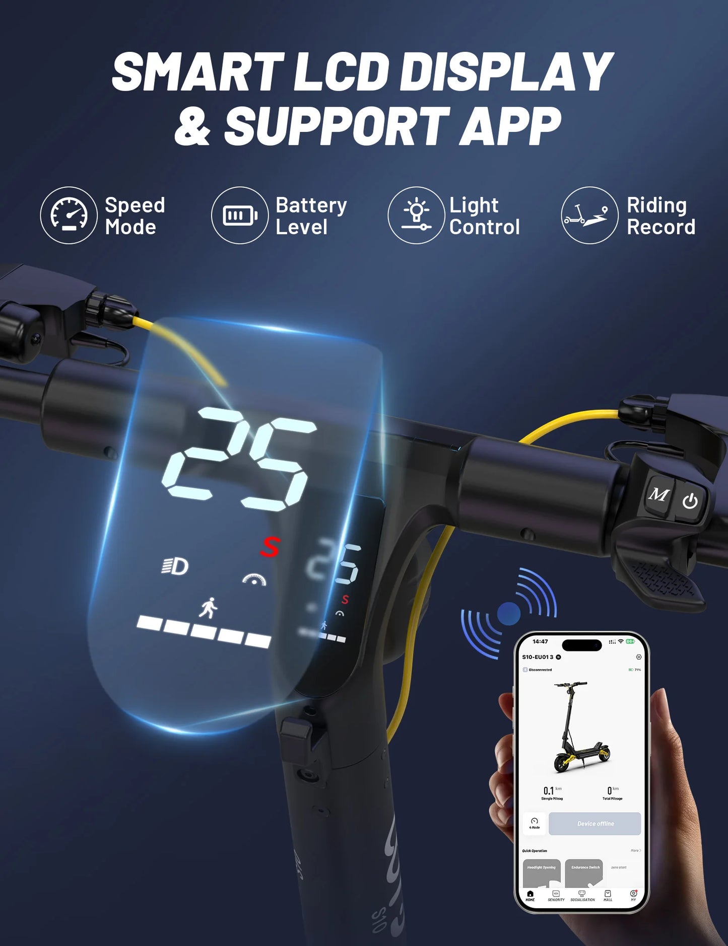 OOTD S10 Electric Scooter – 10" Tires, 1400W, Dual Suspension, 70 km Range