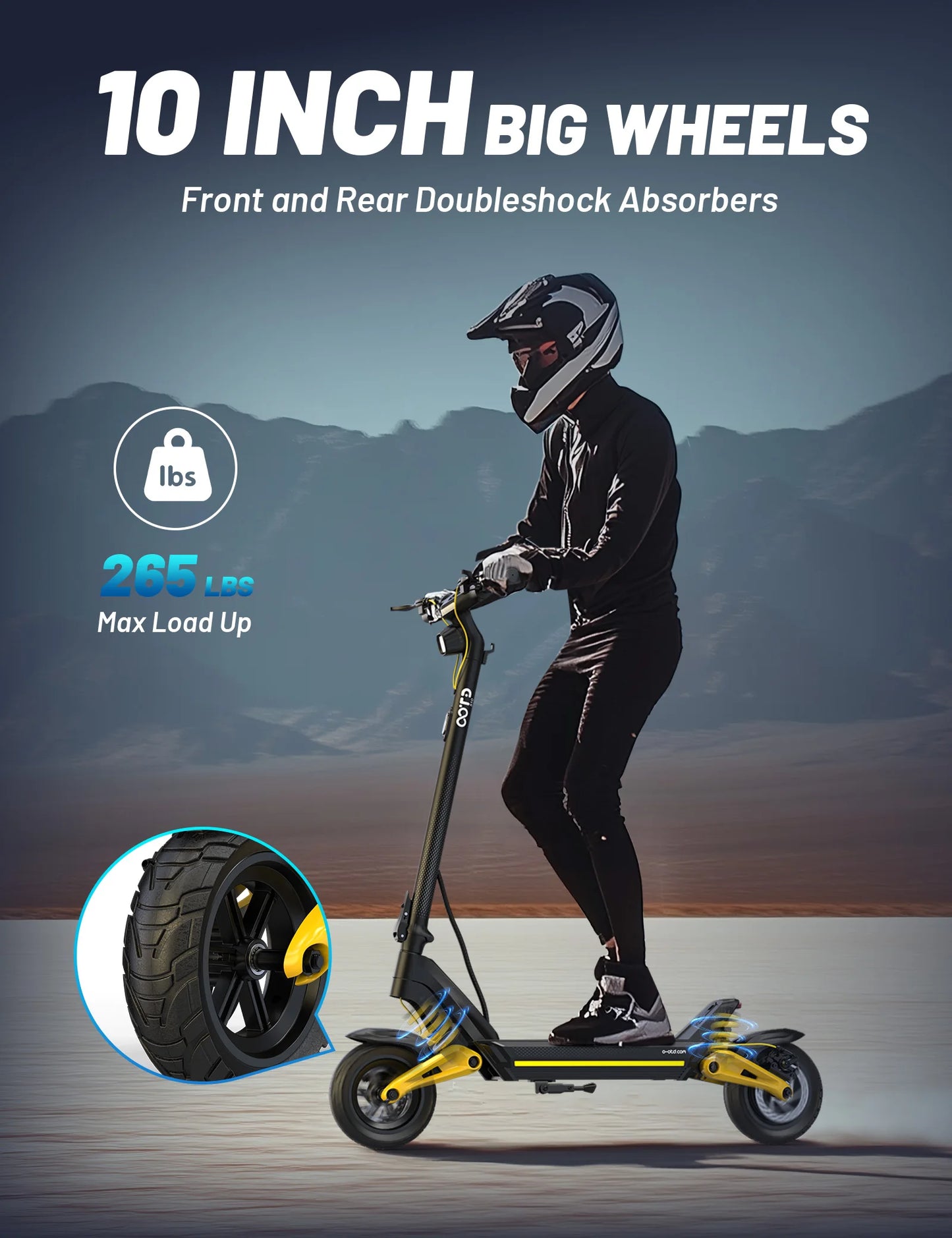 OOTD S10 Electric Scooter – 10" Tires, 1400W, Dual Suspension, 70 km Range