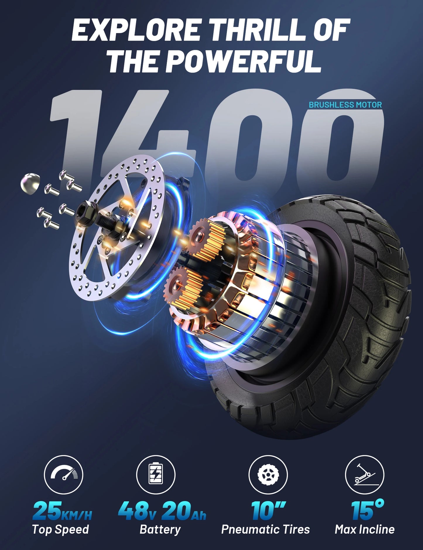 OOTD S10 Electric Scooter – 10" Tires, 1400W, Dual Suspension, 70 km Range