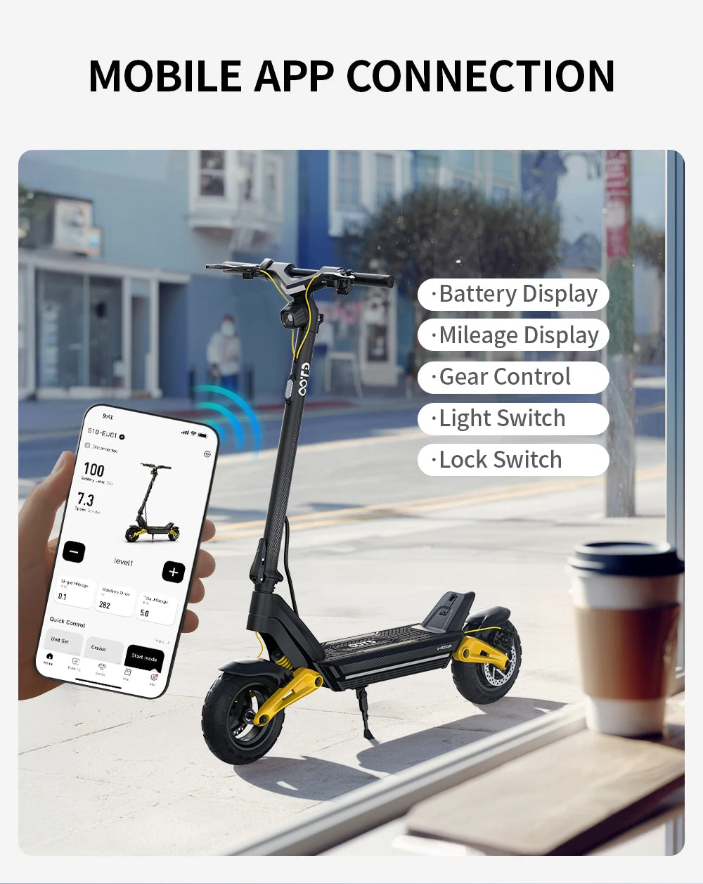 OOTD S10 Electric Scooter – 10" Tires, 1400W, Dual Suspension, 70 km Range