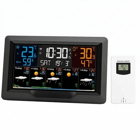 Smart WiFi Weather Station with Color Display – Indoor & Outdoor Climate Monitor