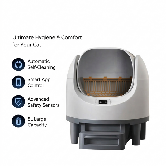 Self-Cleaning Smart Cat Toilet with App Control, Safety Sensors & Large Capacity Design