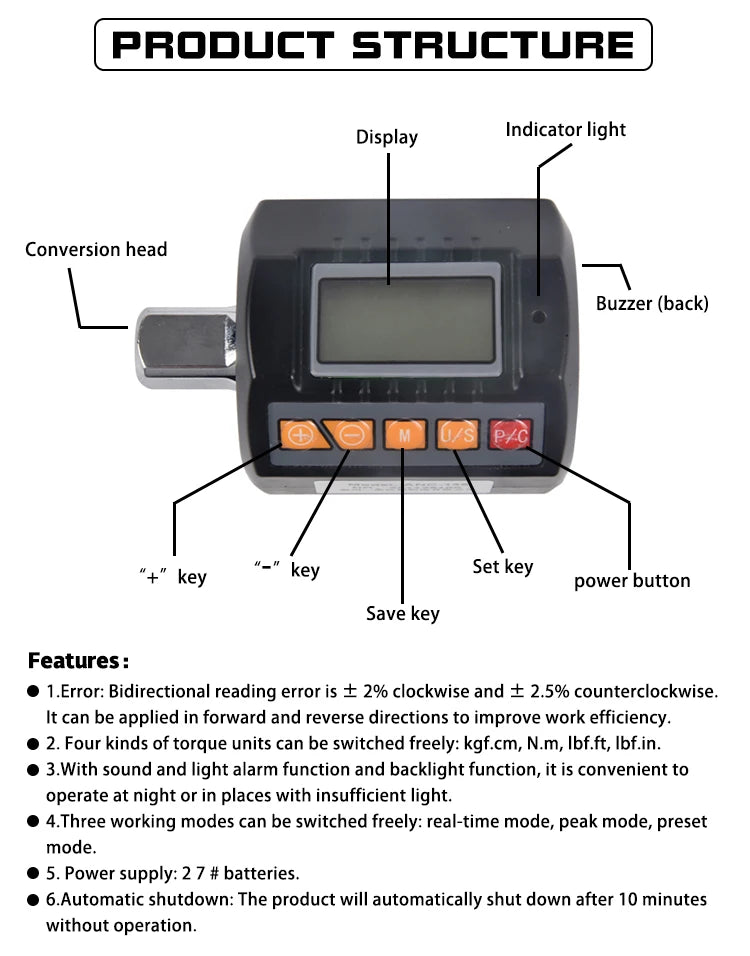 1/2" 1/4 3/8 Регулируемый динамометрический ключ, набор из 3 предметов, цифровой адаптер динамометрического ключа, головка динамометрического ключа, набор для велосипеда, автомобильного ремонта, велосипеда