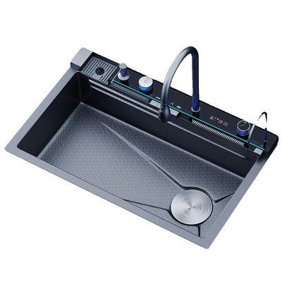 2024 m. virtuvės skaitmeninio ekrano kriauklė su nanokorio formos nerūdijančio plieno vienos kriauklės indaplovės kriauklei, daugiafunkcinė