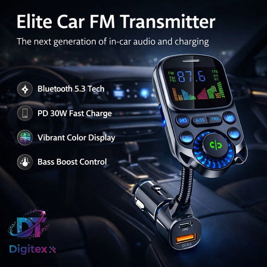 WYMECT Bluetooth 5.3 Car FM Transmitter with PD 30W Type-C, QC3.0 Fast Charger & Hands-Free Calling