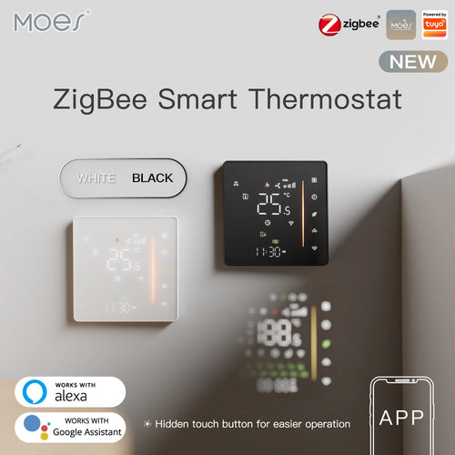 „Moes Zigbee“ termostatas, kambario temperatūros reguliatorius, skirtas vandens / elektrinio grindų šildymo, dujinio katilo drėgmei, „Tuya Work with Alex 5A16A“.