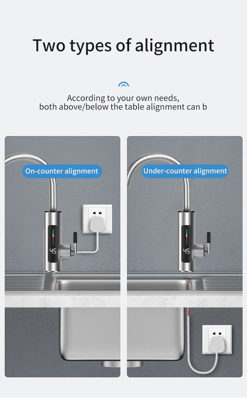 3000 W 220 V elektrinis virtuvės vandens šildytuvas, momentinio karšto nerūdijančio plieno vandens čiaupo šildytuvas, šalto šildymo čiaupas