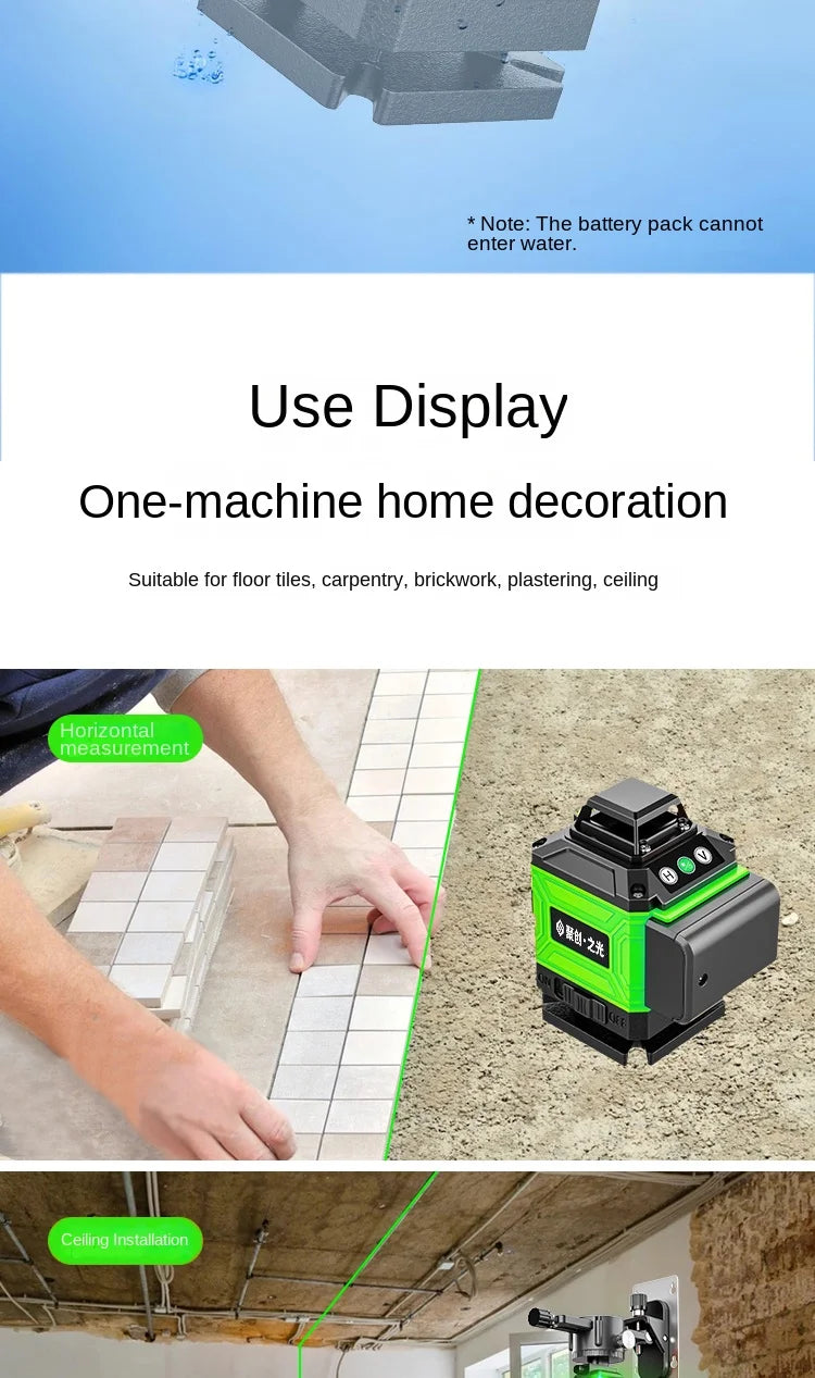 3D/4D nivel a laser 12/16 Lines Laser Level 3° Self-leveling Machine Battery Leveling Tool Vertical Horizontal Lazer Levels