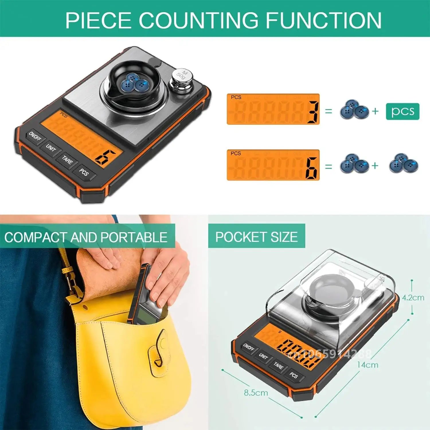 Портативные цифровые миллиграммовые весы на 50 г, точная градуировка 0,001 г, профессиональные карманные весы с калибровочными гирями на 50 г и пинцетом.