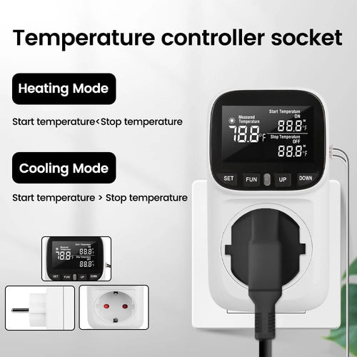 LCD skaitmeninis termostatas 16A ES kištukas šildymo, aušinimo temperatūros reguliatoriaus lizdas didelio tikslumo lizdas su laikmačio jutikliu