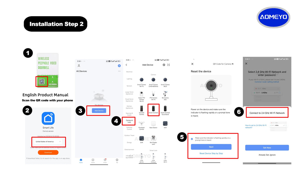 4,3 colio „Tuya Smart 1080P WiFi“ vaizdo kamera su naktinio matymo funkcija, skirta namų apsaugai ir durų kamerai