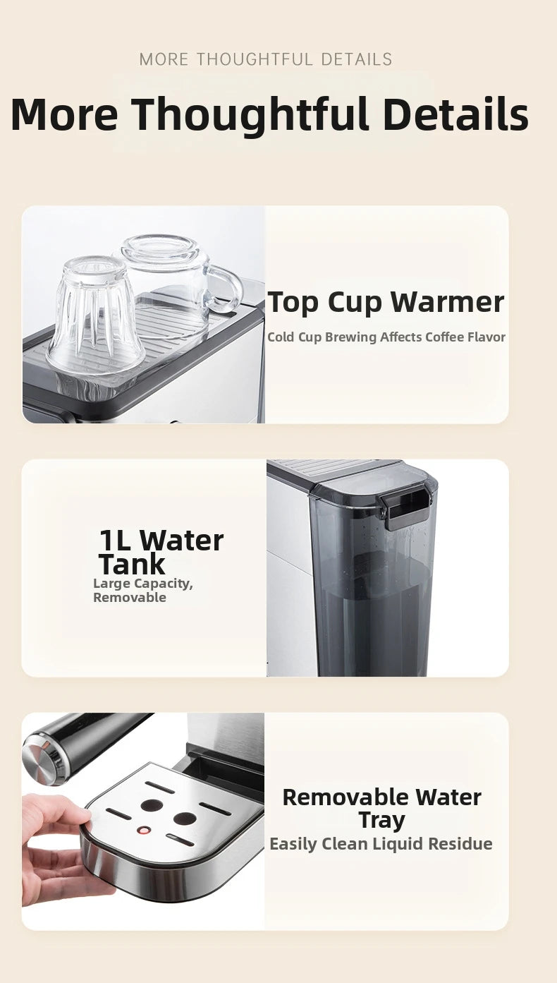 20Bar Touch Screen Espresso Machine, Stainless Steel Coffee Maker with Milk Frother Touch Screen BPA-Free & Easy Clean