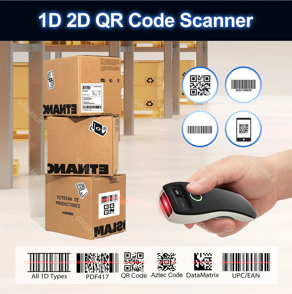 2D Barcode Scanner Mini 3-in-1 Usb Bluetooth 2.4G Wireless Portable 1D 2D QR Code Data Matrix PDF417 Reader & Storage Function