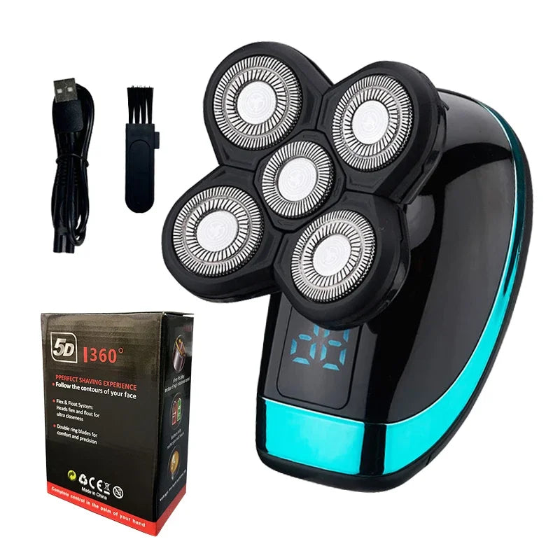 5 IN 1 elektrinis skustuvas, elektrinis skustuvas, įkraunamas skutimosi aparatas vyrams, barzdos skustuvas, drėgnas ir sausas, dvigubo naudojimo, vandeniui atsparus, greitas įkrovimas