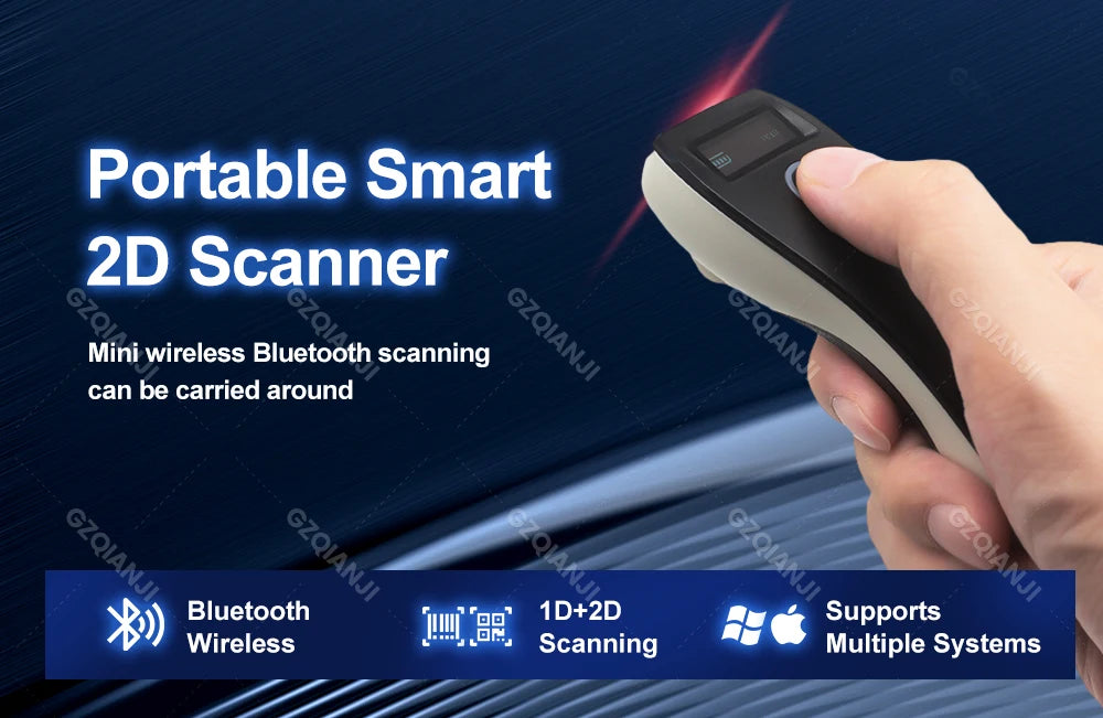2D Barcode Scanner Mini 3-in-1 Usb Bluetooth 2.4G Wireless Portable 1D 2D QR Code Data Matrix PDF417 Reader & Storage Function