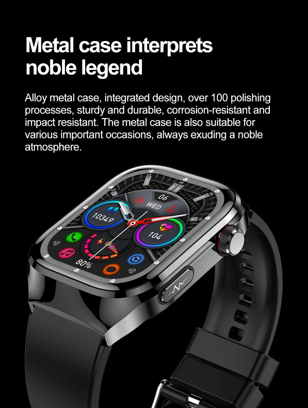 2025 m. naujas išmanusis laikrodis, 2,04 colio AMOLED ekranas, „Bluetooth“ skambučiai, IP68 atsparumas vandeniui, 650 mA, sportiniai išmanieji laikrodžiai vyrams, „Android“, karinio lygio