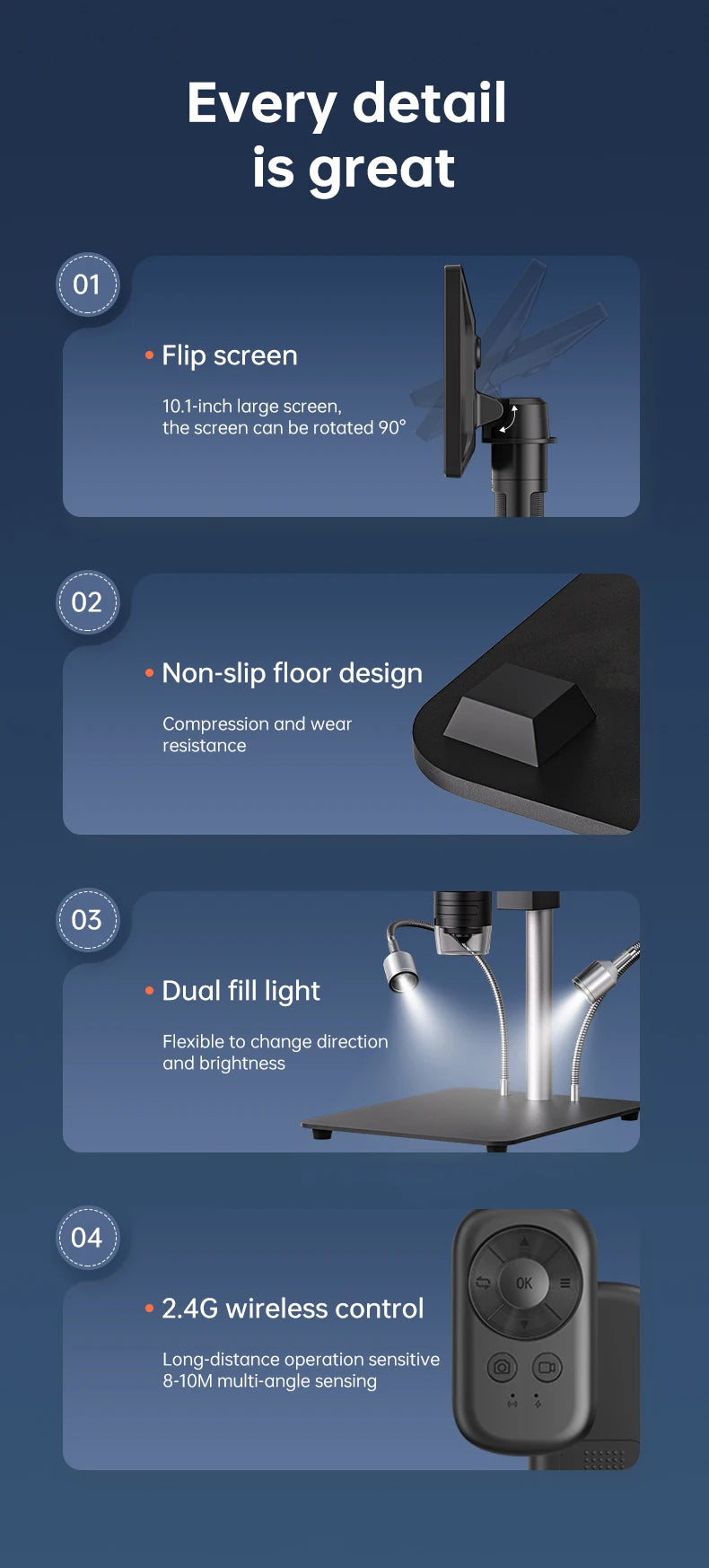 10.1'' Digital Microscope Full View 1920P Coin Microscope with 28 LEDs USB Professional Electron Microscopios For Repair 3000mAH