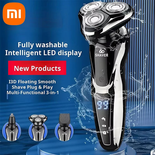 „Xiaomi“ vyriškas skustuvas 3 viename, išmanus skaitmeninis daugiafunkcis elektrinis skustuvas, USB įkrovimas, vandeniui atsparus, šlapiam, sausam, plūduriuojantis peiliukas