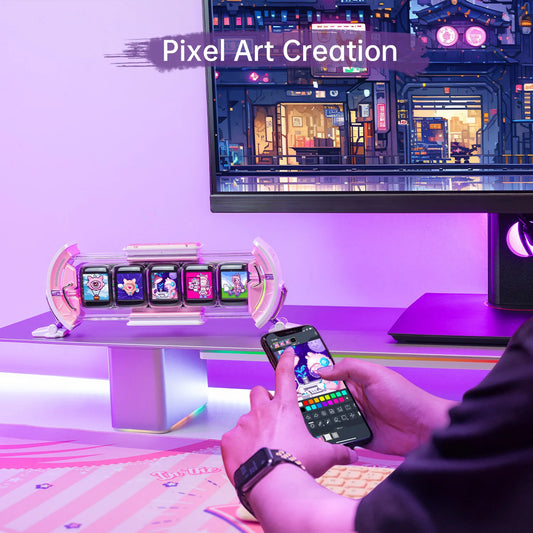 Divoom Times Gate Pink – Cute Gaming Pixel Art Digital Clock with WiFi & Smart App Display