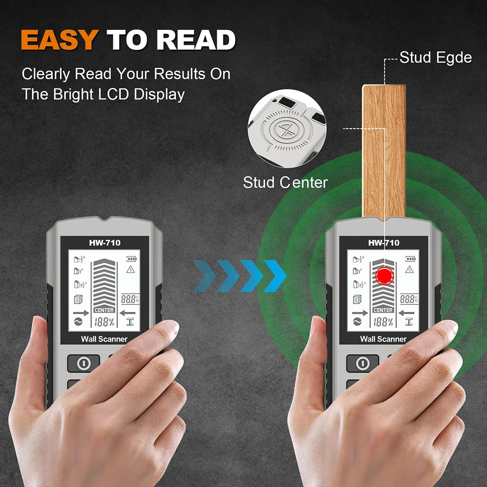 5 in 1 Wall Metal Detector Depth Wall Stud Finder Metal Wood Studs AC Voltage Live Wire Detect Wall Scanner Electric Box  Finder