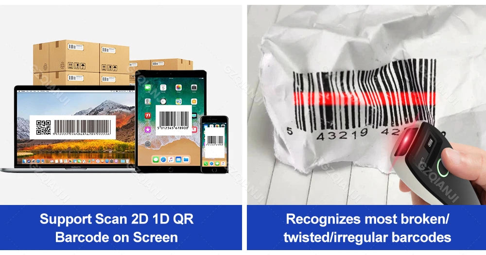 2D Barcode Scanner Mini 3-in-1 Usb Bluetooth 2.4G Wireless Portable 1D 2D QR Code Data Matrix PDF417 Reader & Storage Function