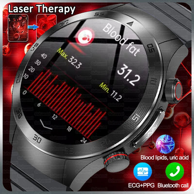 2026 m. naujas neinvazinis lazerinis gydymas, trijų aukštų išmanusis laikrodis, safyro ekranas, kraujo riebalai, šlapimo rūgštis, EKG, sveikatos diagnozė, išmanusis laikrodis
