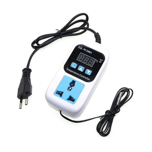 XK-W2001 skaitmeninis temperatūros drėgmės reguliatorius, lizdas, AC 110-220V termostatas, reguliatorius, lizdas, ES kištukas, su NTC jutikliu