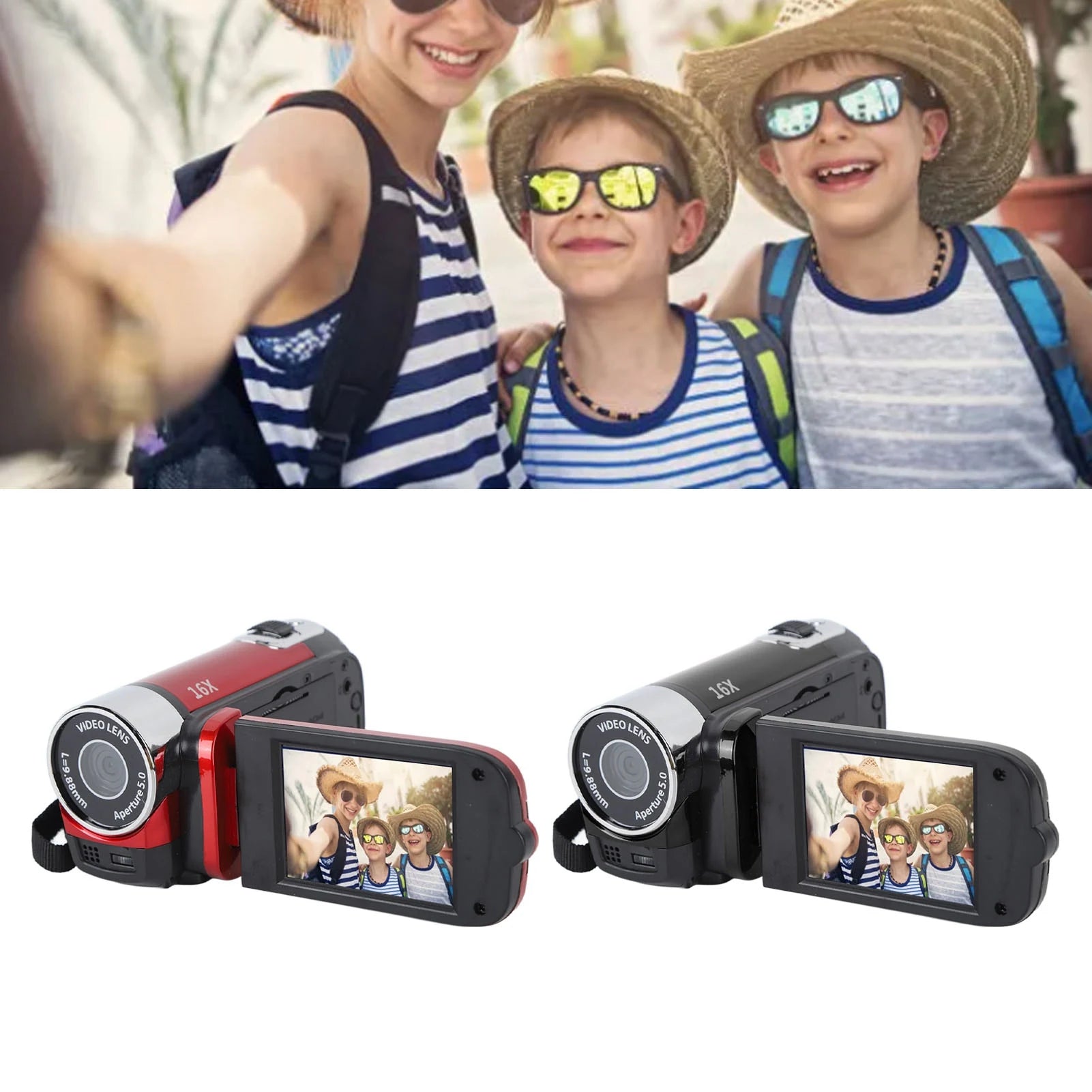 4K 48MP Ultra HD Digital Camcorder 2.7in 180° Rotatable Screen 16X Digital Zoom Video Camera for Vlogging Travel with USB Cable