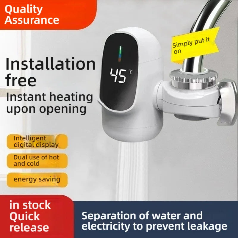 3000W Instant Hot Water Heater Faucet Electric Tankless for Kitchen Fast Heating Tap with Temperature Display