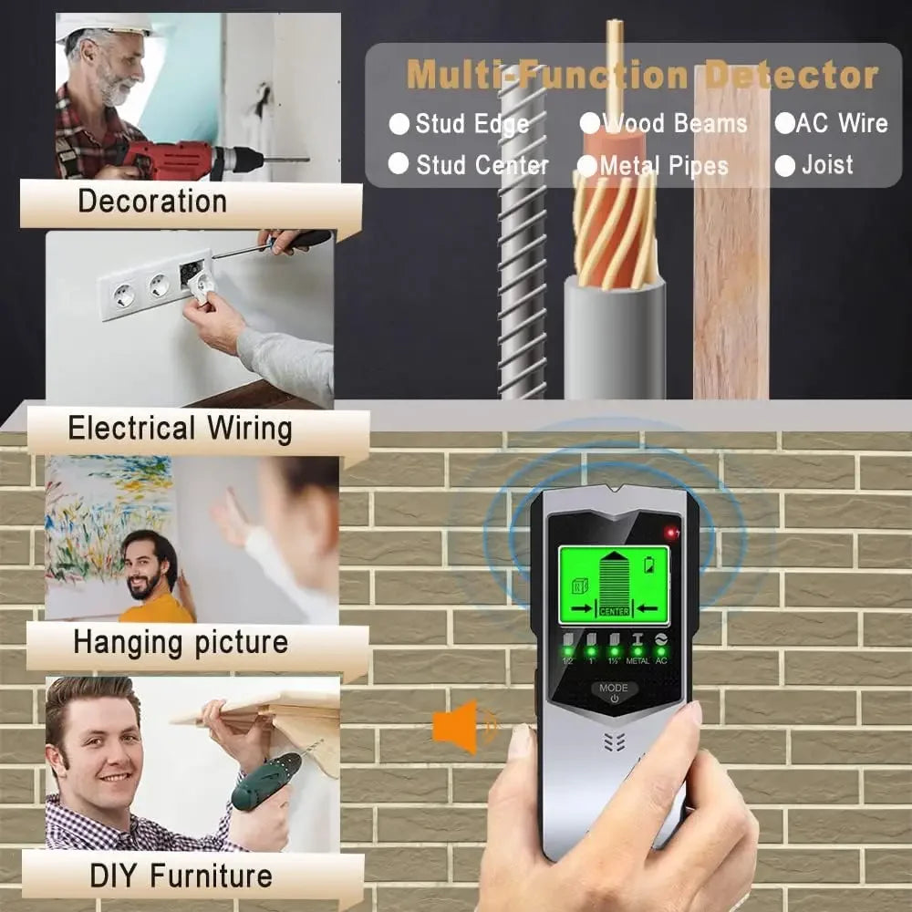 5 in 1 LCD Electronic Detector Edge Center Wood Current Metal AC Live Wires Detection SH402 Wall Stud Finder Sensor Wall Scanner