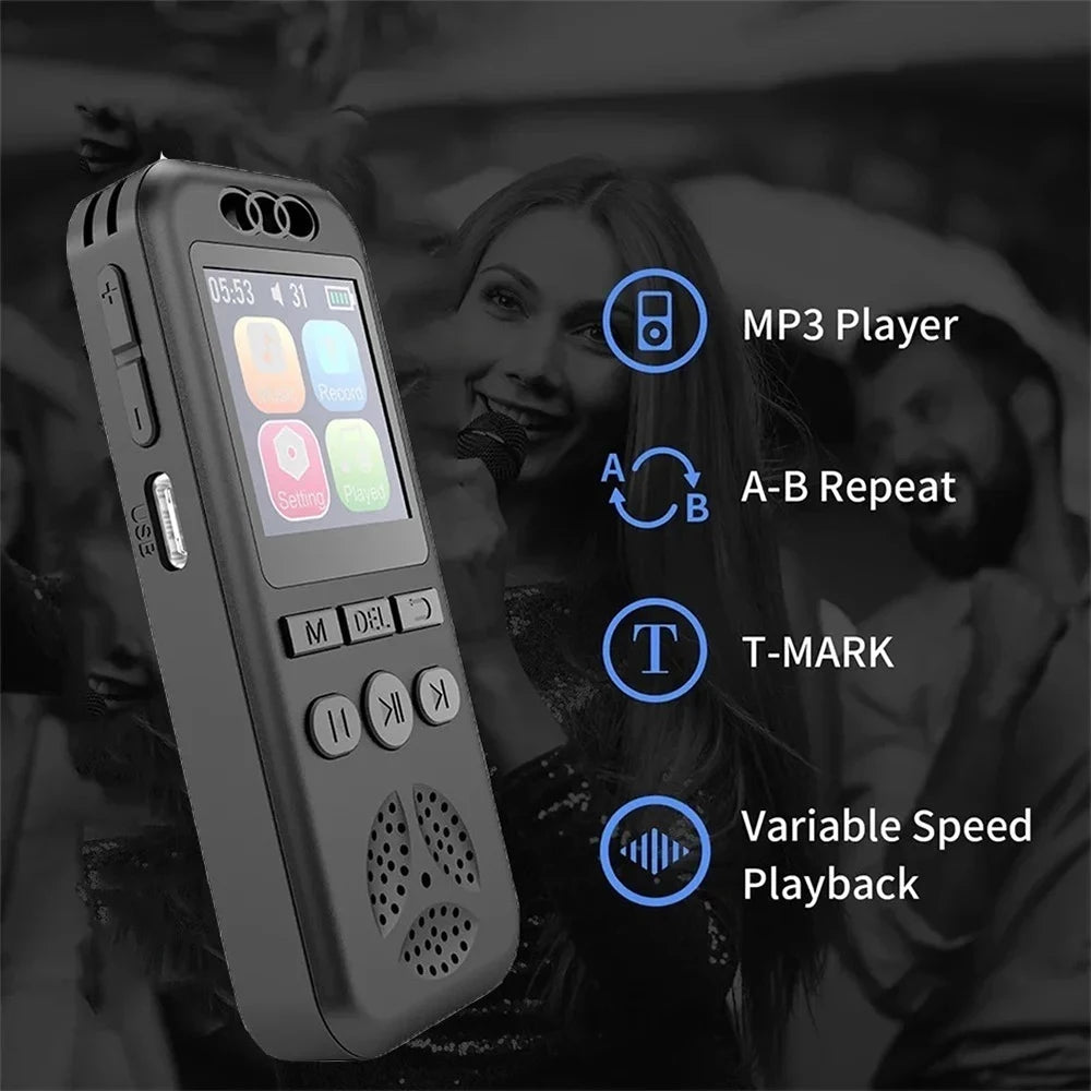 128 GB skaitmeninis balso įrašymo įrenginys, 1536 KBPS, profesionalus garso diktofonas, balsu aktyvuojamas garso įrašymas, WAV MP3 grotuvas susitikimams