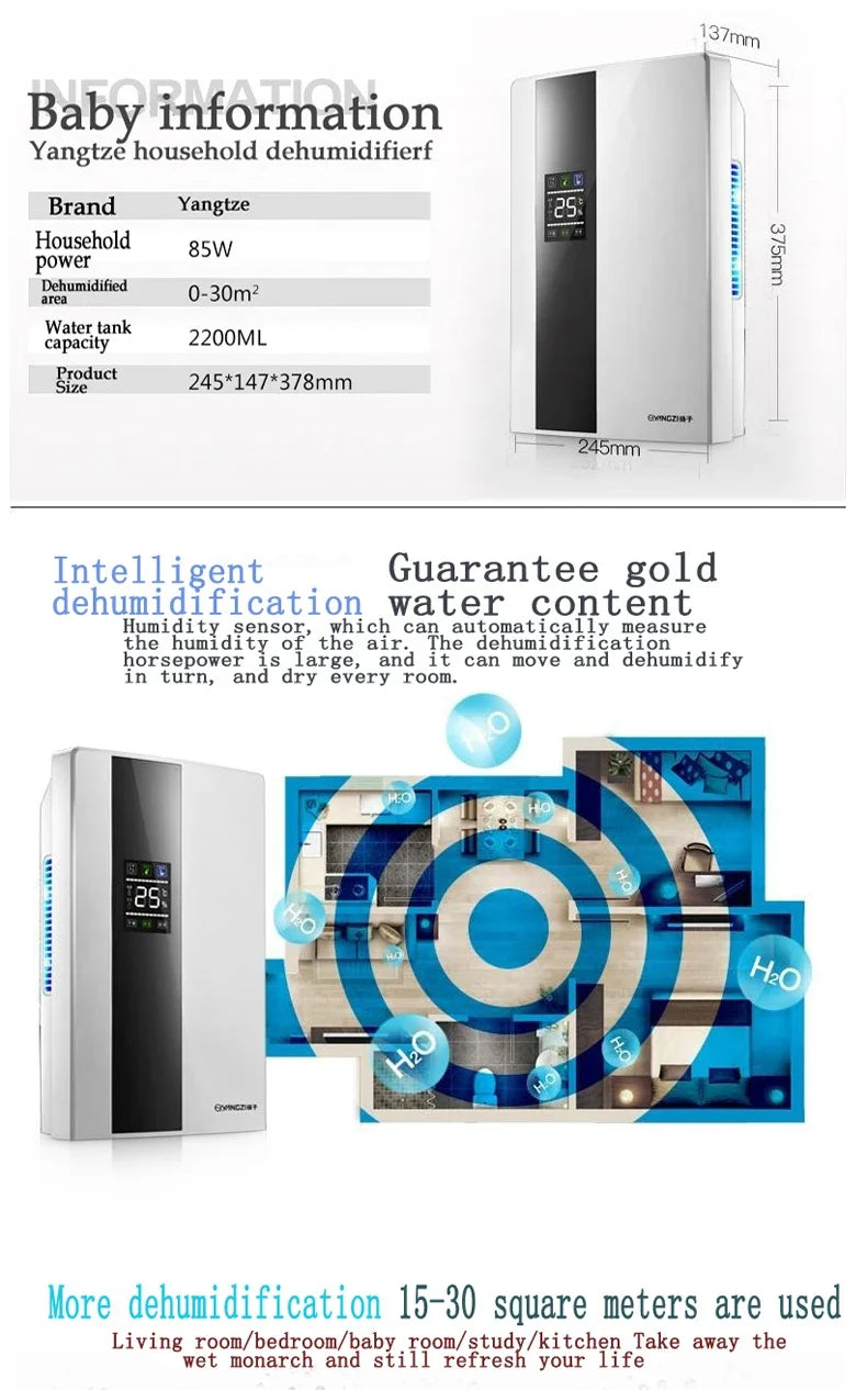 2025 New Dehumidifier Moisture Absorber Household Mute Bedroom Basement Remote Control Timing External Water Pipe