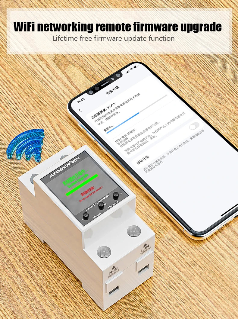 100A „Tuya WiFi“ DIN bėgelio galios ir energijos skaitiklis AC50–320V išmanusis elektros energijos skaitiklis skaitmeninis ekranas su įtampos kreive ir ampermetras GR2PW