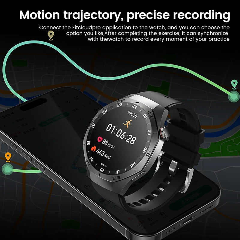 2025 New Pro Smart Watch Men HD AMOLED Screen GPS Motion trajectory HeartRate Bluetooth Call 1.52" SmartWatch IP68 For Huawei