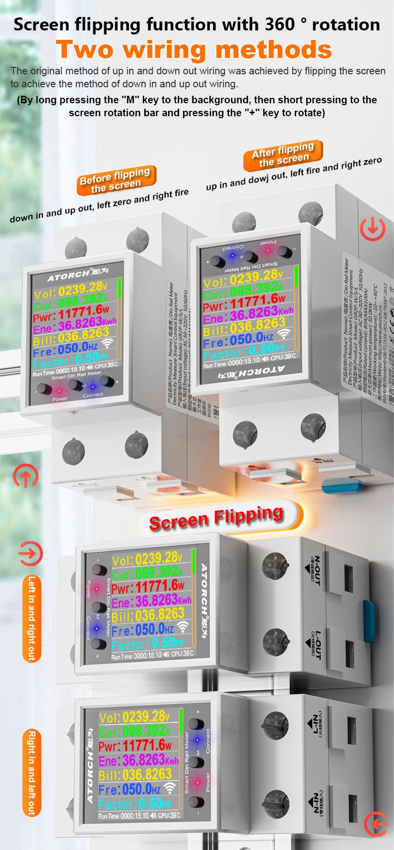 100A „Tuya WiFi“ DIN bėgelio galios ir energijos skaitiklis AC50–320V išmanusis elektros energijos skaitiklis skaitmeninis ekranas su įtampos kreive ir ampermetras GR2PW
