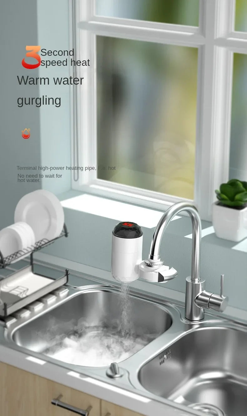 3000W Electric Tankless Instant Hot Water Heater Faucet for Kitchen with Temperature Display Hot Cold Tap