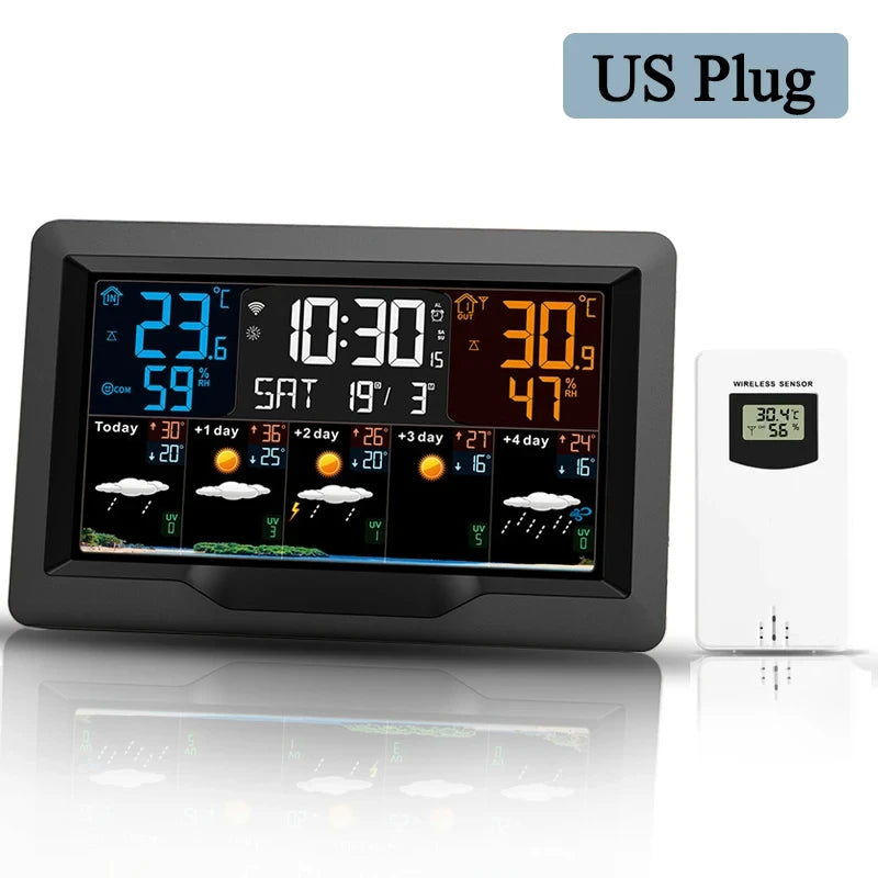 Smart WiFi Weather Station with Color Display – Indoor & Outdoor Climate Monitor