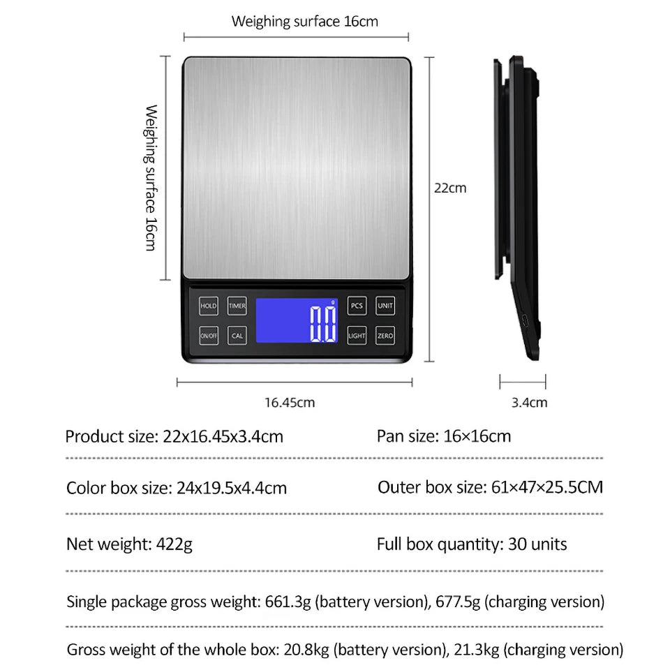 Цифровые кухонные весы 3/5/10 кг, нержавеющая сталь, портативные кухонные весы для продуктов, светодиодный дисплей, электронные весы для ювелирных изделий и выпечки.