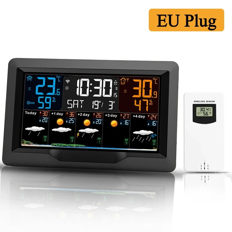 Smart WiFi Weather Station with Color Display – Indoor & Outdoor Climate Monitor